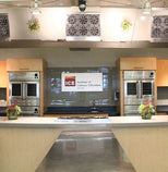 Teaching mirrors installed above a commercial kitchen at the Institute of Culinary Education in New York City