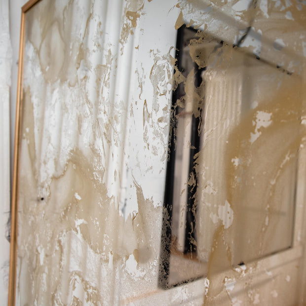 Gold antique patina on wood framed mirror