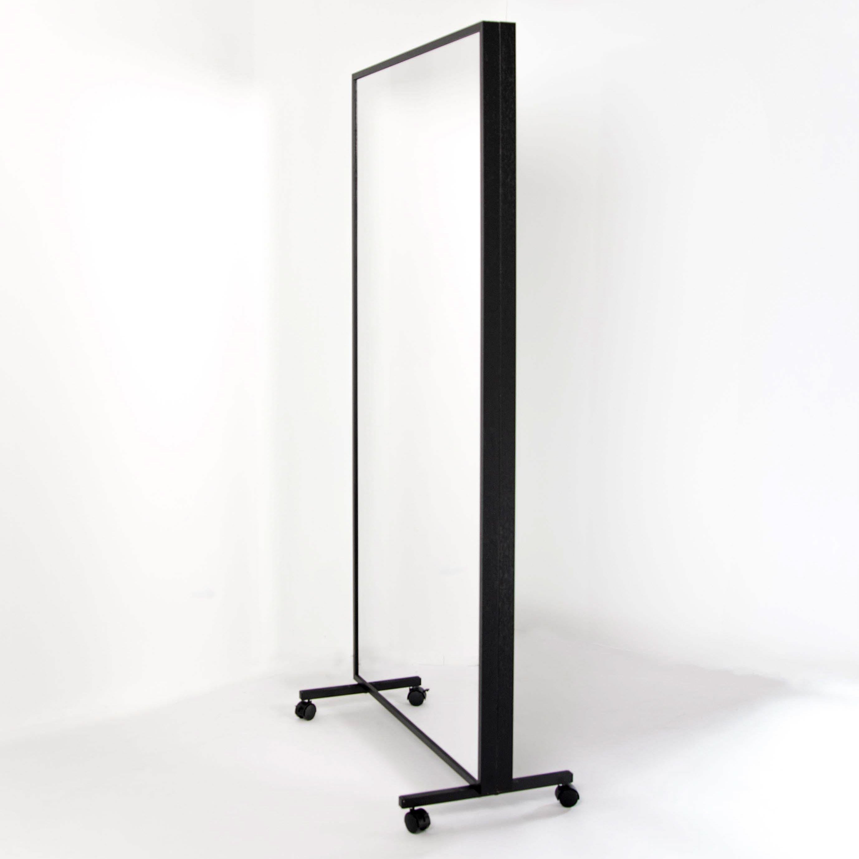 Black freestanding double-sided LiteMirror on a white background