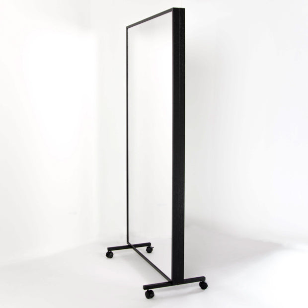 Black freestanding double-sided LiteMirror on a white background