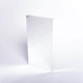 Rectangular silver mirror panel on a white background