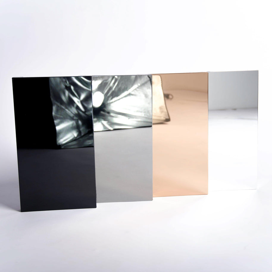 Black, Silver, Gold film color samples on white background