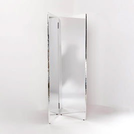 Tall, rectangular bifold mirror on a white background