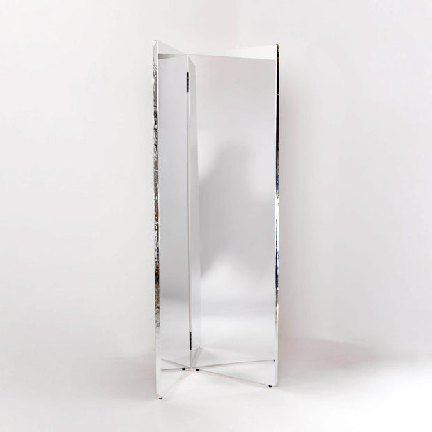 Tall, rectangular bifold mirror on a white background